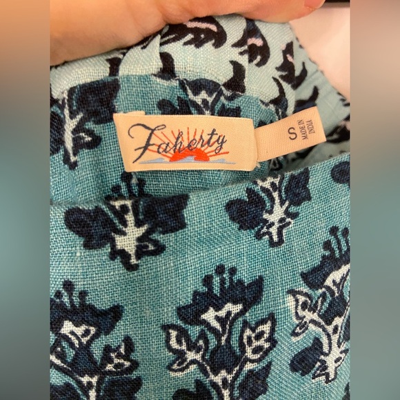 Faherty Gracie Linen Maxi Dress Blue Size Small - Picture 8 of 8